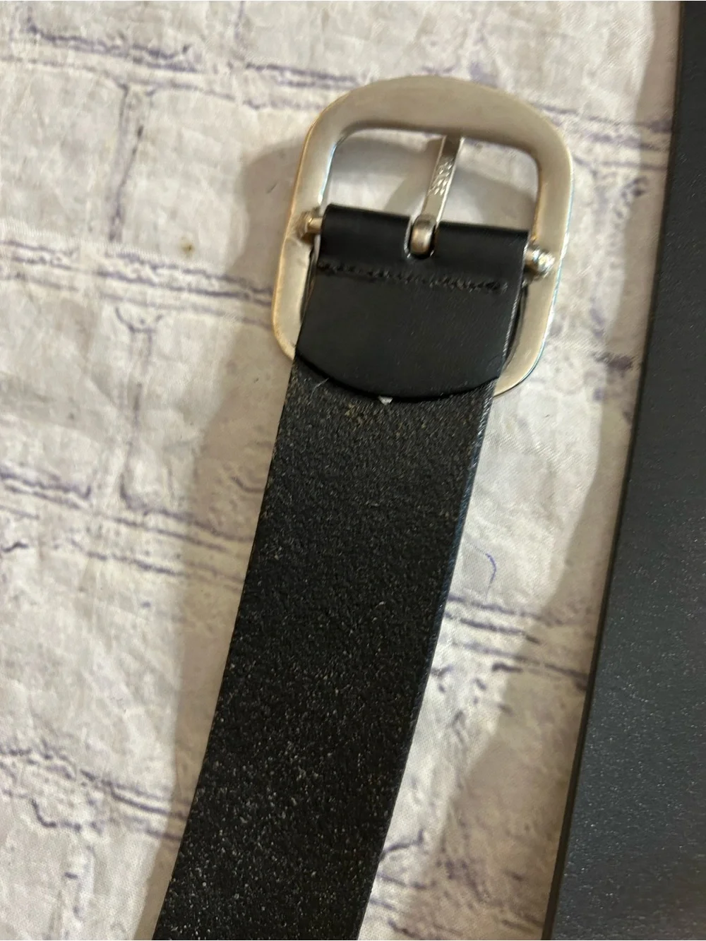 LOT OF (2) BLACK LEATHER CHUNKY SILVER TONE BUCKLES WIDE MEN RUGGED BELTS
